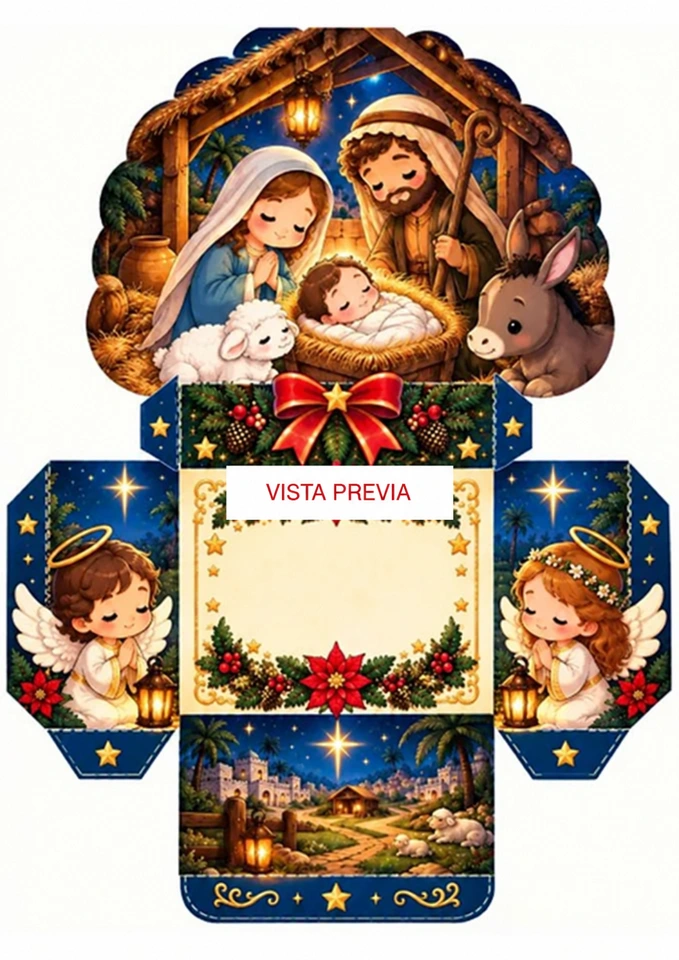 Vista previa del molde: Nacimiento y angelitos